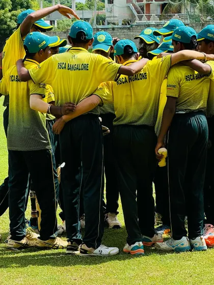 The team comes together for a huddle during their tour in Chennai, showing unity and focus even when playing away from home.
