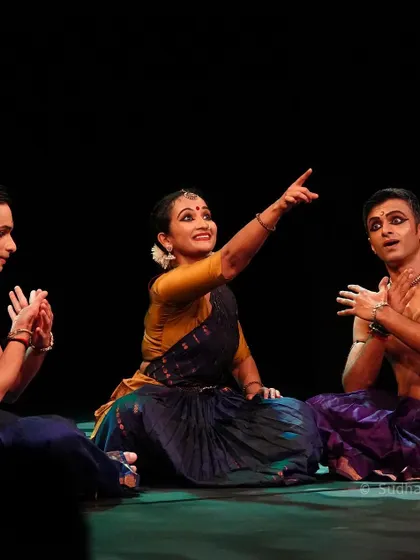 A moment of storytelling from 'Abha'. Here, the gestures and expressions are used to narrate a part of the Ramayana, making the epic accessible through dance.