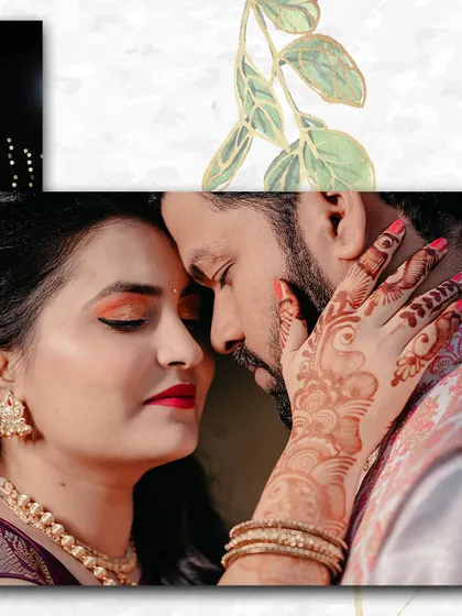 An intimate close up from an engagement day shoot. The bride-to-be's detailed henna and the couple's tender pose make this a beautifully romantic photograph.