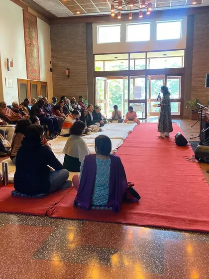 Another view of our 'Threshold' performance. We create a space where the audience sits close, becoming part of the shared experience. It feels less like a concert and more like a collective meditation on art.