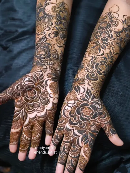An engagement design created as per the client's demand, featuring bold floral work.