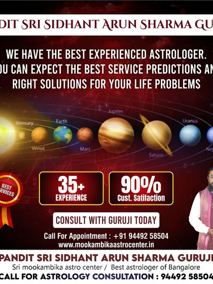 With over 35 years of experience in Vedic astrology, I offer predictions and solutions with a high rate of success. My goal is to provide you with the best service to solve your life problems, based on a deep analysis of your planetary positions.