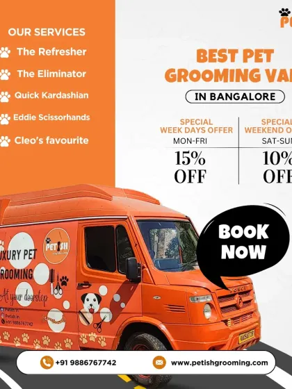 Here's a look at my grooming van, which brings all my services and special offers directly to you. Booking is just a call or click away.