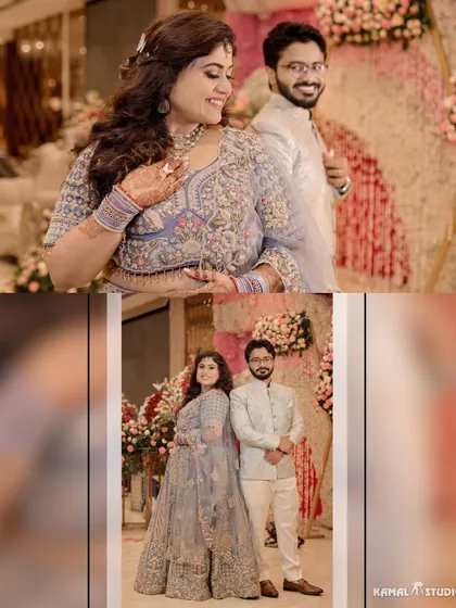 A happy and bright collage of the couple at their Roka, their smiles reflecting the joy of the occasion.