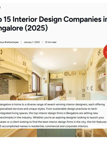 I am honored to be recognized by NOVATR as one of the top interior design companies in Bangalore. This acknowledgment fuels my passion for creating unique, people-centric spaces that blend impeccable craftsmanship with deep personal meaning.