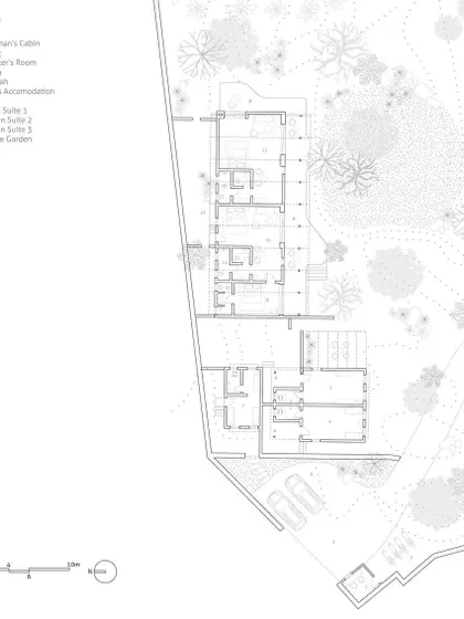 The master plan for Phase 1 of Organic Square. This drawing shows how the individual buildings are sited within the tropical landscape, creating a unique habitat focused on conscious, farm-to-table living.