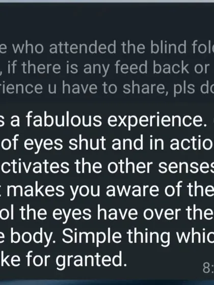 Feedback from our blindfolded Surya Namaskar session. It's incredible how shutting off one sense can activate all the others and deepen your awareness.