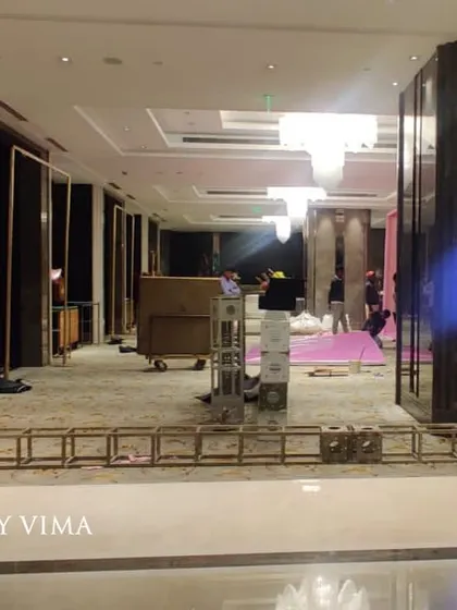 A behind-the-scenes look at our dedicated team at work. We worked day and night for six days to bring the vision for this half-saree function to life, from crafting floral garlands to setting up the grand stage.