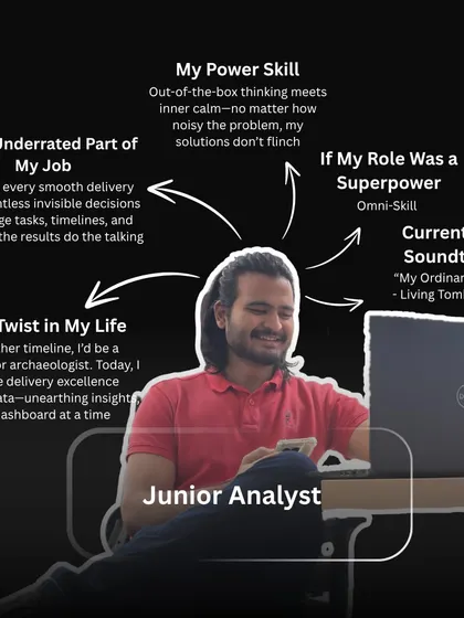 Shreshth sees his superpower as "Omni-Skill," combining out-of-the-box thinking with inner calm to deliver unflinching solutions. He decodes delivery excellence by unearthing insights one dashboard at a time.