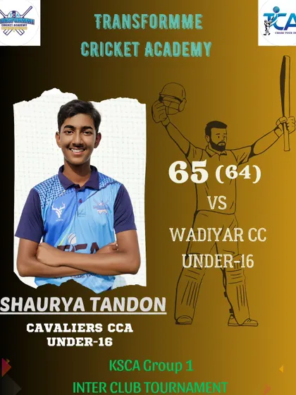 Another half-century for Shaurya Tandon in the KSCA U-16 league.