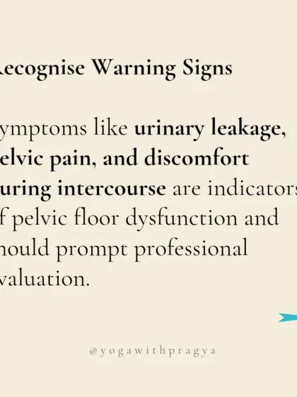 It's crucial to recognize the warning signs of pelvic floor dysfunction. Symptoms like urinary leakage, pelvic pain, and discomfort during intercourse are not "normal" and should prompt a professional evaluation with a specialist.