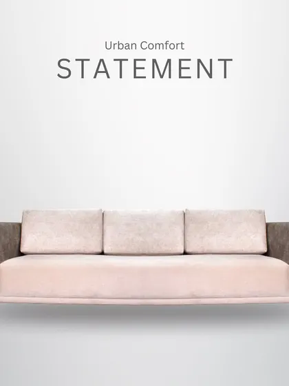 This sofa is an urban comfort statement. Its clean lines, dual-fabric design, and slim metal frame make it a perfect centerpiece for a modern living room.