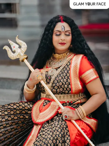Another powerful image from the Durgotsav series. This makeup look is designed to be divine and expressive, capturing the essence of Maa Durga during the auspicious festival of Durga Puja.