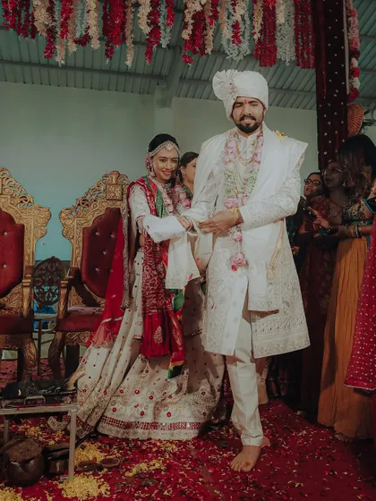 With love filled in every ritual. This photo captures the couple during their pheras, taking a step closer to their forever.