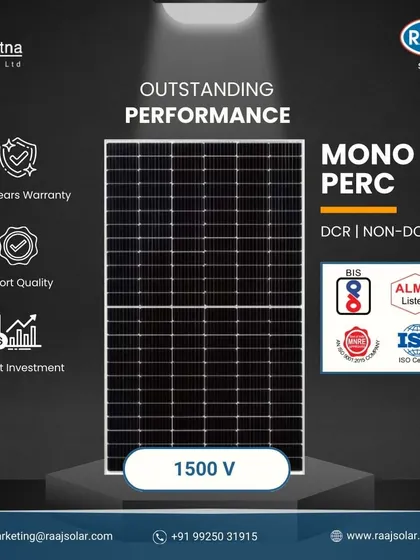 This is our Mono PERC module, a smart investment that delivers outstanding performance. It comes with a 27-year warranty, is built to export quality, and is certified by ALMM, BIS, and ISO standards.