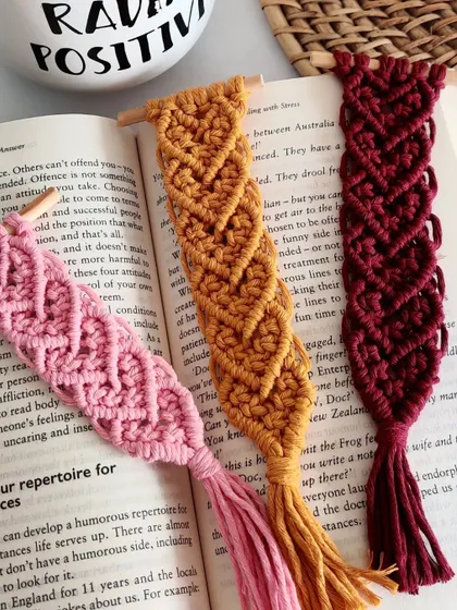 The three colors of my heart bookmarks together. It's hard to choose a favorite.