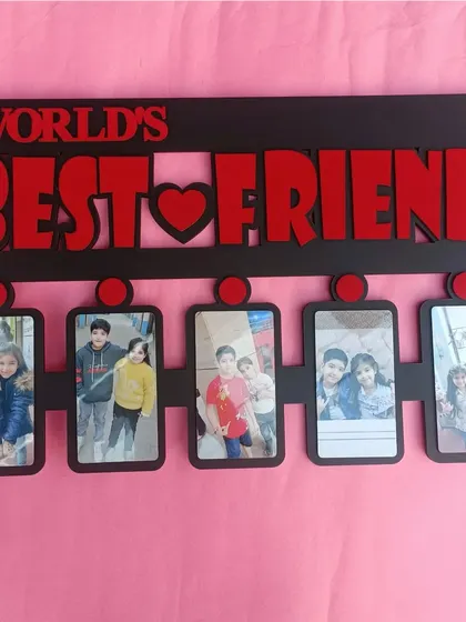 This 'World's Best Friend' wooden cutout frame is a great way to celebrate your bond. It holds five of your favorite photos together.