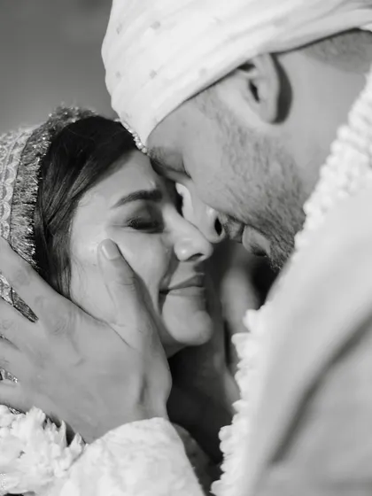 Sometimes, the most powerful moments are the quietest ones. This black and white shot captures the pure emotion between Carla and Arjun on their wedding day. For me, styling is about creating the space for these real, unforgettable connections to happen.
