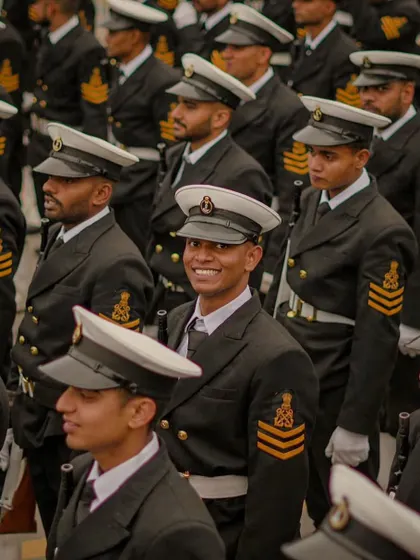"Sam no Varunah" is the motto of the Indian Navy, meaning "May the Lord of the Water be auspicious unto us." This picture shows the pride and discipline of our naval officers.