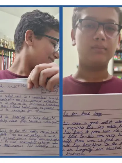 This young man is another one of my proud students, showing off the amazing progress he made in just two weeks. His confident expression reflects his newfound pride in his work.
