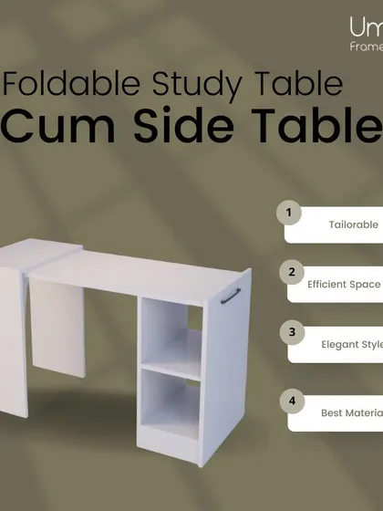 This foldable study table doubles as a side table, offering a space-efficient and elegant solution for modern homes.