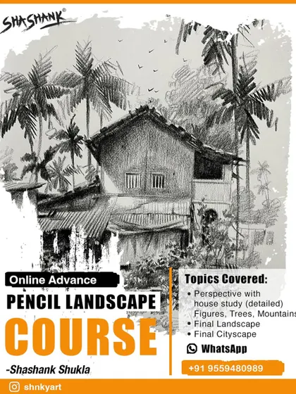 The promotional poster for my online advanced pencil landscape course, outlining the topics covered.