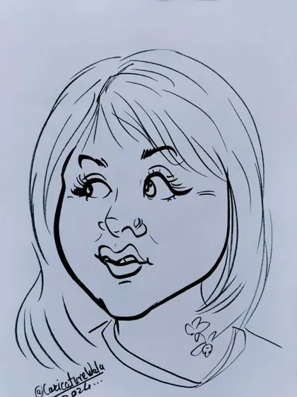 A sweet caricature of a girl with a thoughtful expression. One like for this would be great.