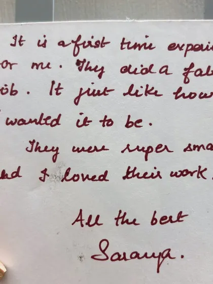"It is a first time experience for me. They did a fab job. It just like how I wanted it to be." This wonderful feedback from Saranya shows that even for first-timers, our process is smart, effective, and delivers exactly what the client needs.