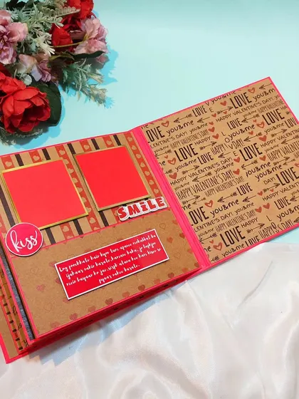 A page with "kiss" and "smile" embellishments, perfect for a romantic album.