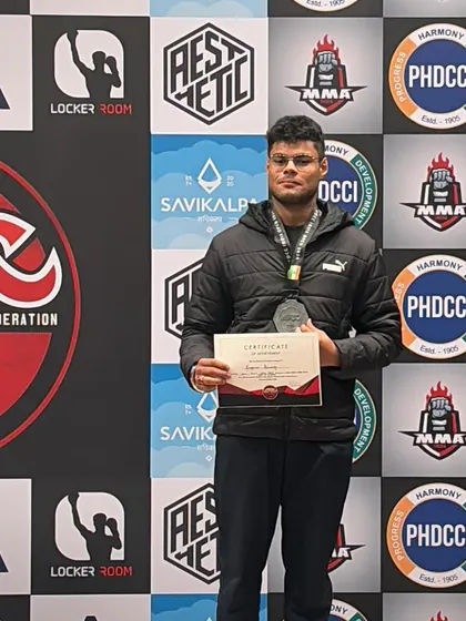 One of our younger competitors showing off his silver medal. We believe in building martial artists from the ground up and celebrating their journey.