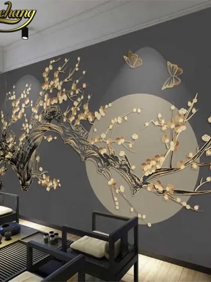 A duplicate of media 83, this wallpaper showcases a beautiful blend of nature and luxury with its 3D golden blossoms and serene mood.