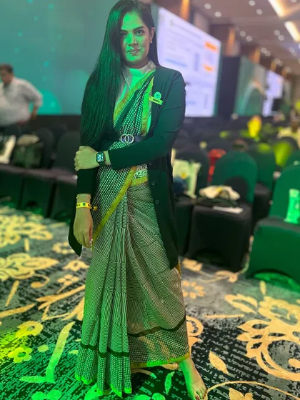 Power dressing, the ethnic way. Here, I've styled a simple cotton saree with a jacket and belt for a professional yet powerful statement look, perfect for transforming your boardroom attire.