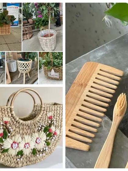 Sustainability is no longer just a choice, it's a responsibility. This collage highlights some of our beautiful plastic-free alternatives, from woven bags and planters to bamboo personal care items, encouraging a shift to a healthier lifestyle.