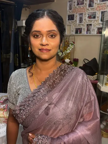 A beautiful, soft glam look for a wedding guest with mature skin. I focused on creating a luminous base and defining her eyes gently.