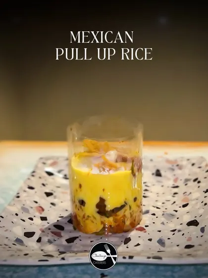 The static image of my Mexican Pull-Up Rice, showing the layers of rice, beans, and cheese sauce before the dramatic reveal. It's a dish that promises both flavor and fun.