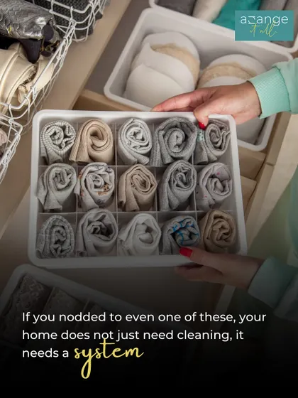 If you nodded to any of these questions, your home doesn't just need cleaning, it needs a system. Here, a sock drawer is perfectly organized with dividers.