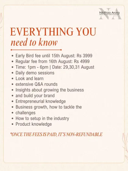 Everything you need to know about the upcoming 3-day masterclass, including dates, fees, and what you'll learn. This is an intensive look-and-learn program with extensive Q&A sessions.