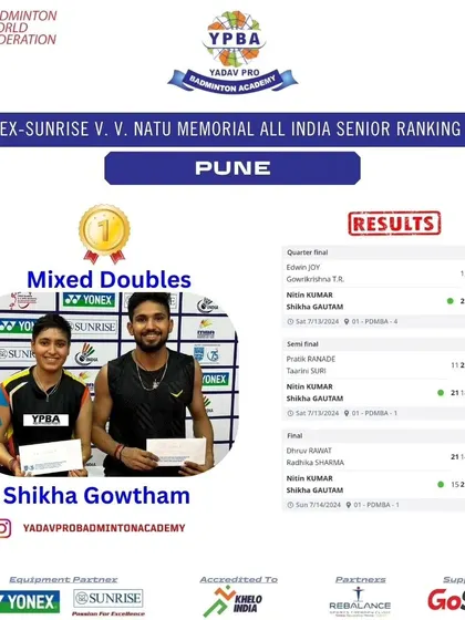 Shikha Gowtham winning Gold in Mixed Doubles at the V. V. Natu Memorial All India Senior Ranking tournament in Pune.
