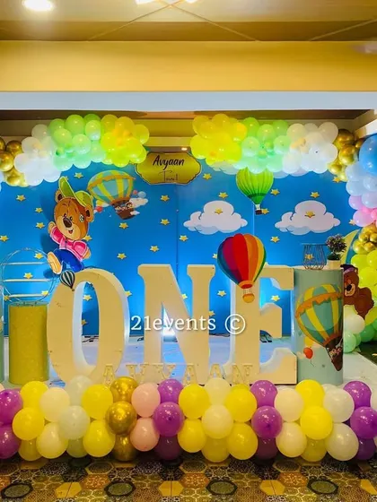 This image shows the affordability and completeness of my teddy bear and hot air balloon theme.