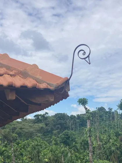 A small, handcrafted detail on the roofline of an estate villa in Chickmagalore. It is these small, artistic touches, inspired by local motifs, that give our homes a unique character and soul.