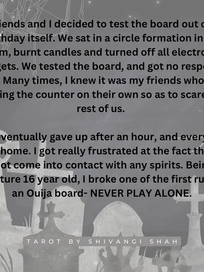The cautionary tale of a 16-year-old who played with an Ouija board alone and became attached to a spirit named Lily.