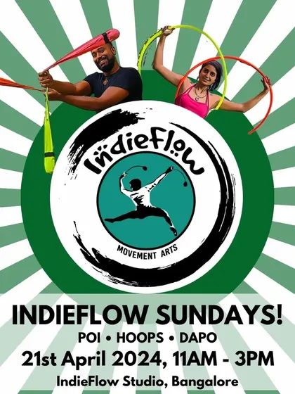 IndieFlow Sundays are back! We host regular workshops at our studio in Bangalore, covering Poi, Hoops, and Dapo. Sign up to join the fun.