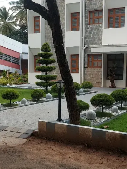 This image showcases how my topiary art can be integrated into a complete landscape design. Here, you can see a combination of spiral and globe-shaped topiaries lining a paved walkway, creating a formal and elegant entrance.
