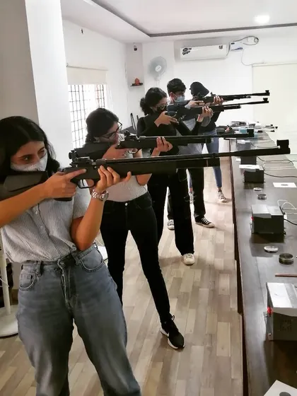 A group of ladies concentrating on their shots. We have always welcomed everyone to come and try the sport of shooting.