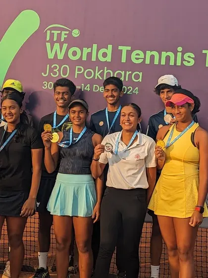 A group of champions and finalists at the ITF World Tennis Tour in Pokhara. It is great to see so many young players from India competing and succeeding at this level.