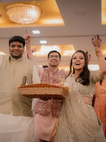 A moment of high energy and celebration as the couple and their family dance their way into the engagement ceremony.
