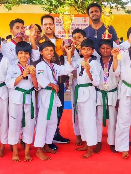 The joy of victory. Our students celebrating their success at the 1st Bindu Cup Open National Taekwondo Championship, where the team earned an incredible 21 Gold and 7 Silver medals.