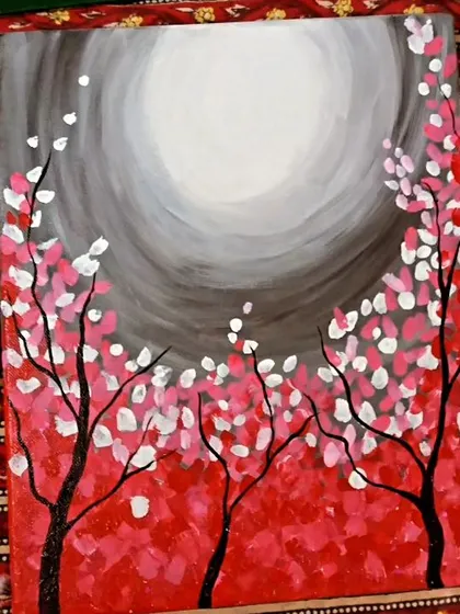 This painting of cherry blossoms under the moon speaks of renewal and beauty. My goal with Vaastu is to help your home feel just as serene and beautiful.