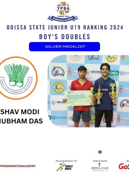 Keshav Modi and Shubham Das with their Silver medal in Boy's Doubles at the Odissa State Junior U19 Ranking.