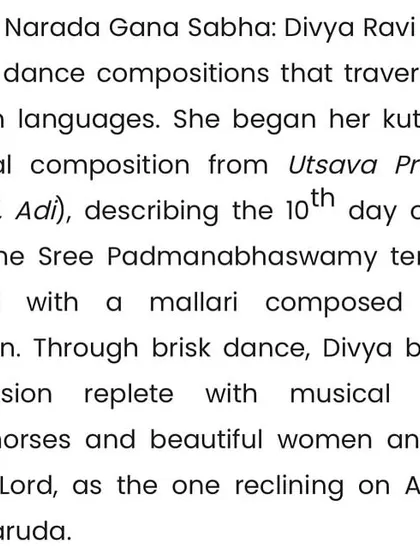 Another excerpt from the Sruti Magazine review, detailing the opening piece of my performance, a Swati Tirunal composition.